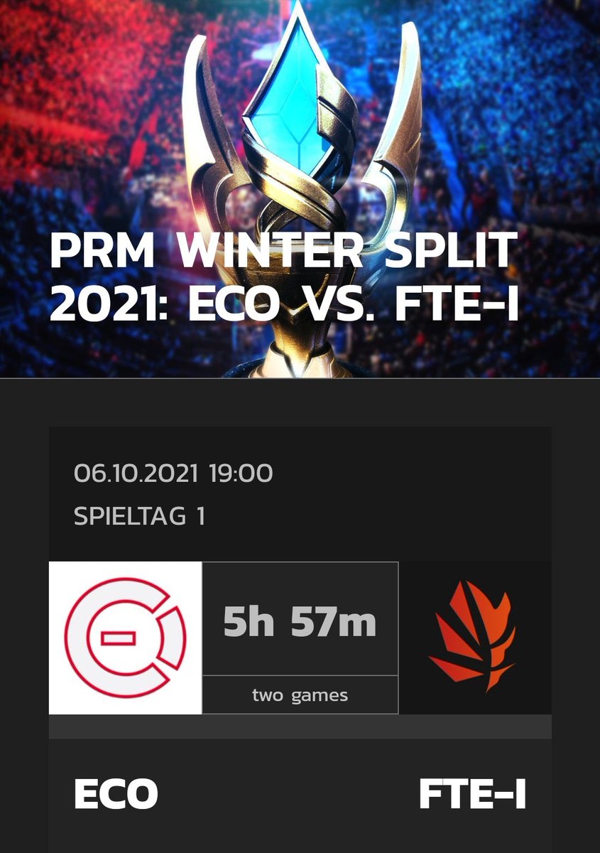 IT'S <a href="/PrimeLeague/">Die Techniker Prime League</a> DAY 🔥
IT'S <a href="/PrimeLeague/">Die Techniker Prime League</a> DAY 🔥 
IT'S <a href="/PrimeLeague/">Die Techniker Prime League</a> DAY 🔥 
IT'S <a href="/PrimeLeague/">Die Techniker Prime League</a> DAY 🔥 
IT'S <a href="/PrimeLeague/">Die Techniker Prime League</a> DAY 🔥 

3rd Division Matchday #1
Fierytale Infinite vs  <a href="/esportscologne/">eSports Cologne</a>
Coinflip

#burnitalldown #lolesports #leagueoflegends