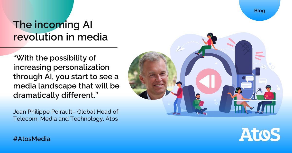 Atos's tweet photo. [#AtosMedia] How #AI artificial intelligence could completely transform the way media outlets operate and make money? Read the blog to know more ▶️ https://t.co/fPnvwZ2MdG

#broadcastIT https://t.co/XPB4qE2RnN