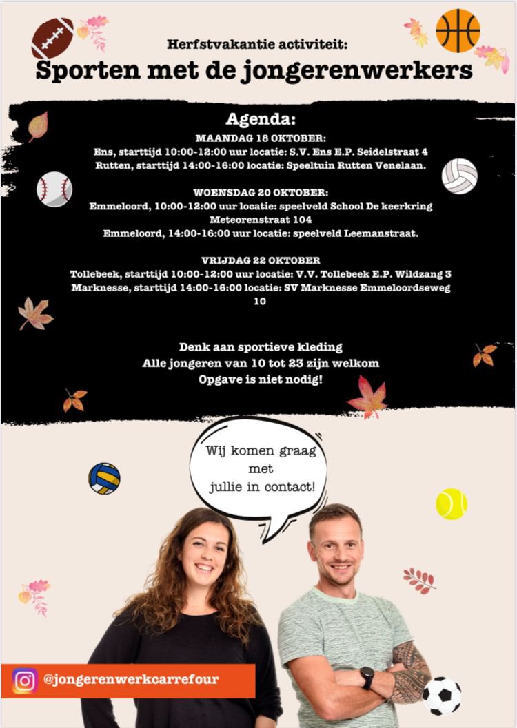 Jongerenwerkers Carrefour komen in de herfstvakantie naar de wijken en dorpen