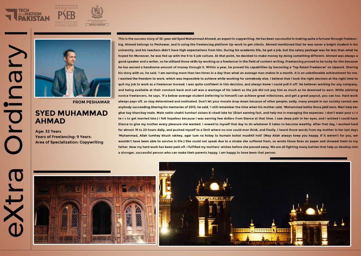 TechDestPak's tweet photo. PSEB has developed a coffee table book, "Extra Ordinary," to celebrate the achievements of Pakistani freelancers. This story is an excerpt from the coffee table book.
.
.
#PSEB #MOIT #MOITT #techdestination #Extraordinarycoffeetablebook #PakistanMovingForward #pakistanifreelancer https://t.co/M2yXhs90UT