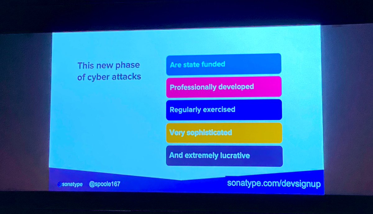 AbhinavSejpal's tweet photo. New phase of the cyber attacks! @spoole167
#NationalDevOpsConference https://t.co/bAd1dI3ock
