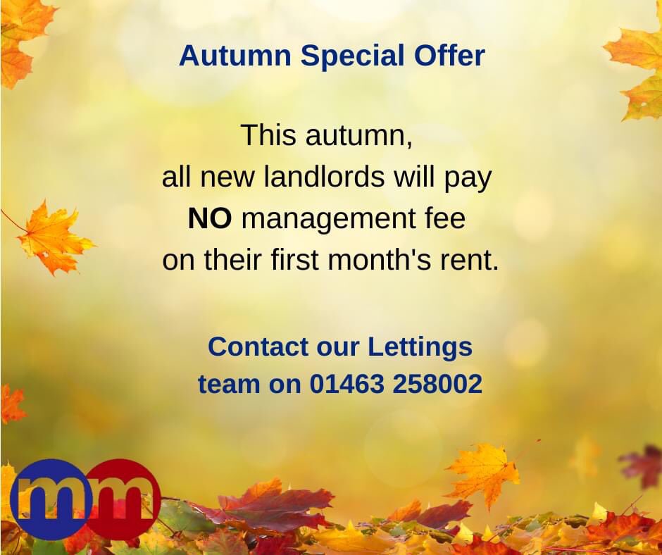 If you are looking for a letting agent to manage the rental of your property, contact us to take advance of our Autumn Special Offer.

LARN 1902060