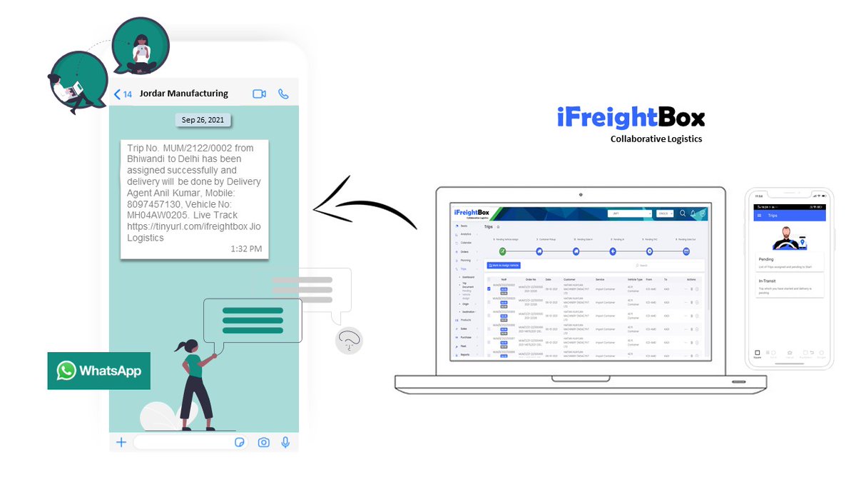 Job_Tracking's tweet image. iFreightBox TMS provides integreted SMS, Email and WhatsApp messaging servcies. 

+918097457130 | bhavesh@ifreightbox.com | ifreightbox.com