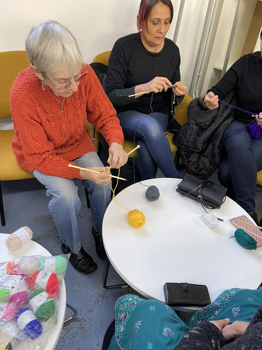 SurpriseRainbow's tweet photo. Amazing first knitting and sewing workshop. #Mentalhealth #gettogether #knitting #sewing #learningnewskill https://t.co/OX89VdClAr