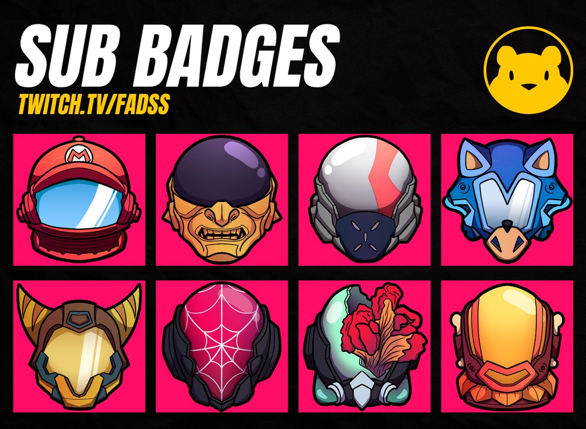 urso_blanco's tweet photo. Badges de sub que fiz pro canal do @the_fadss .
Ele curte uns capacetes espaciais e a live é focada em games, então juntamos esses dois temas e esse foi o resultado. Sem sombra de dúvida foi um dos projetos mais maneiros que já fiz. 

❤️+🔃 = TMJ DEMAIS! https://t.co/cd0tHVBDWq