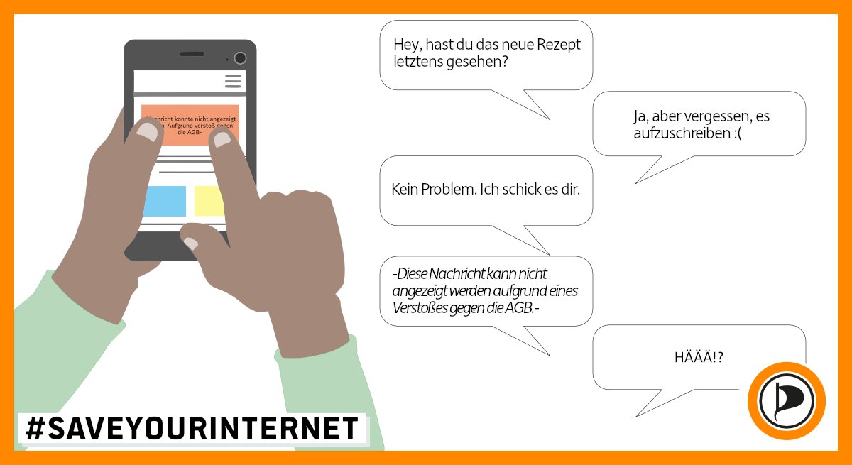 Stellt euch vor: Ihr schreibt euren Freunden eine Chatnachricht. Plötzlich löscht der Anbieter sie, weil ihr unwissentlich gegen die AGB verstoßen habt.

Lachhaft? Der Rechtsausschuss des EU-Parlaments schlägt das vor! Anbieter sollen Chats lesen &amp; Inhalte löschen können.

1/4