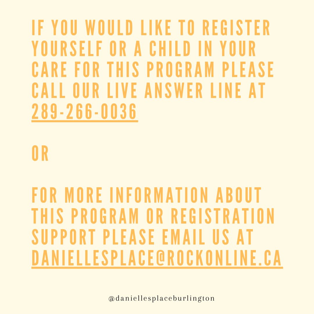 There are still spots available this fall! Please note that if calling is a barrier for you for whatever reason please send us an email at daniellesplace@rockonline.ca and we will assign a team member to support you through the process no questions asked!