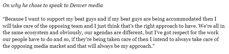 Asked why he chose to speak to the #Broncos local media, Mike Tomlin gave a great answer. He gets it.