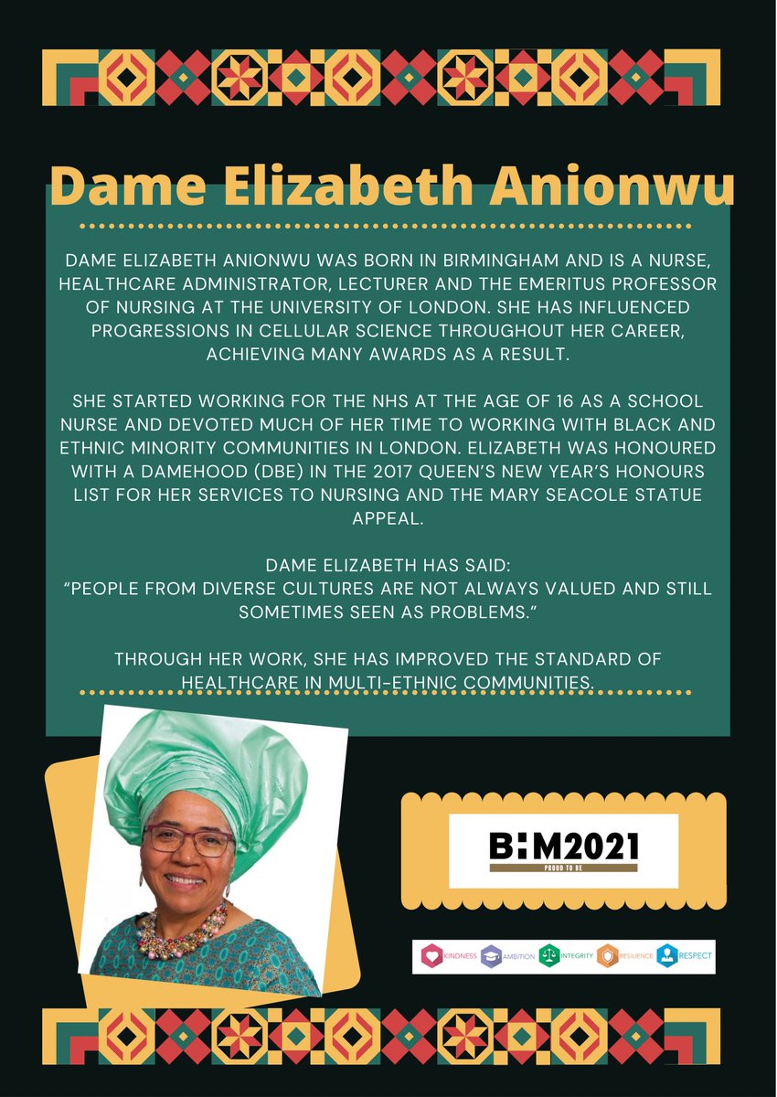 HillheadHS's tweet photo. Today’s Black History Month notable figure is linked to the Sciences. Information about Dame Elizabeth Anionwu’s contribution to the field was read via the tannoy by Lucas, one of our school vice captains. #BlackHistoryMonth #BHM #BHM2021 #BHMHHS https://t.co/8W34o6tymB