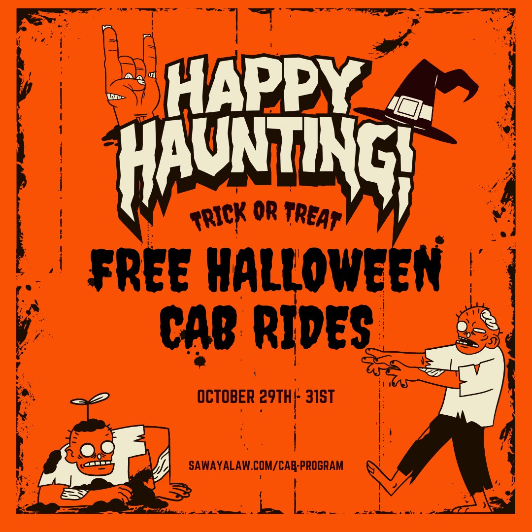 WilhiteLawFirm's tweet photo. 🎃FREE #Halloween2021 CAB RIDES🎃

📅: 10/29/21 - 10/31/21
🗺: Colorado - Statewide
🚖: Cab, Lyft, or Uber
➡:  https://t.co/87THVHehDe

🚨 RT and SAVE A LIFE -- It's #TimeToRideSafe 🚨 https://t.co/wugfVhVzbm