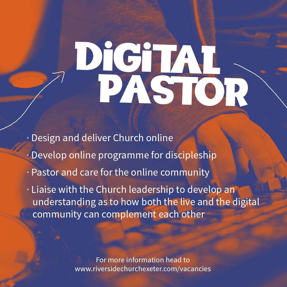 We are excited to announce 3 new leadership job roles at Riverside Church! 🥳

We are so excited to see what God is doing here at Riverside, and if are interested in joining us on team please visit our website: riversidechurchexeter.com/vacancies or give us a call on 01392 210146 ☎️