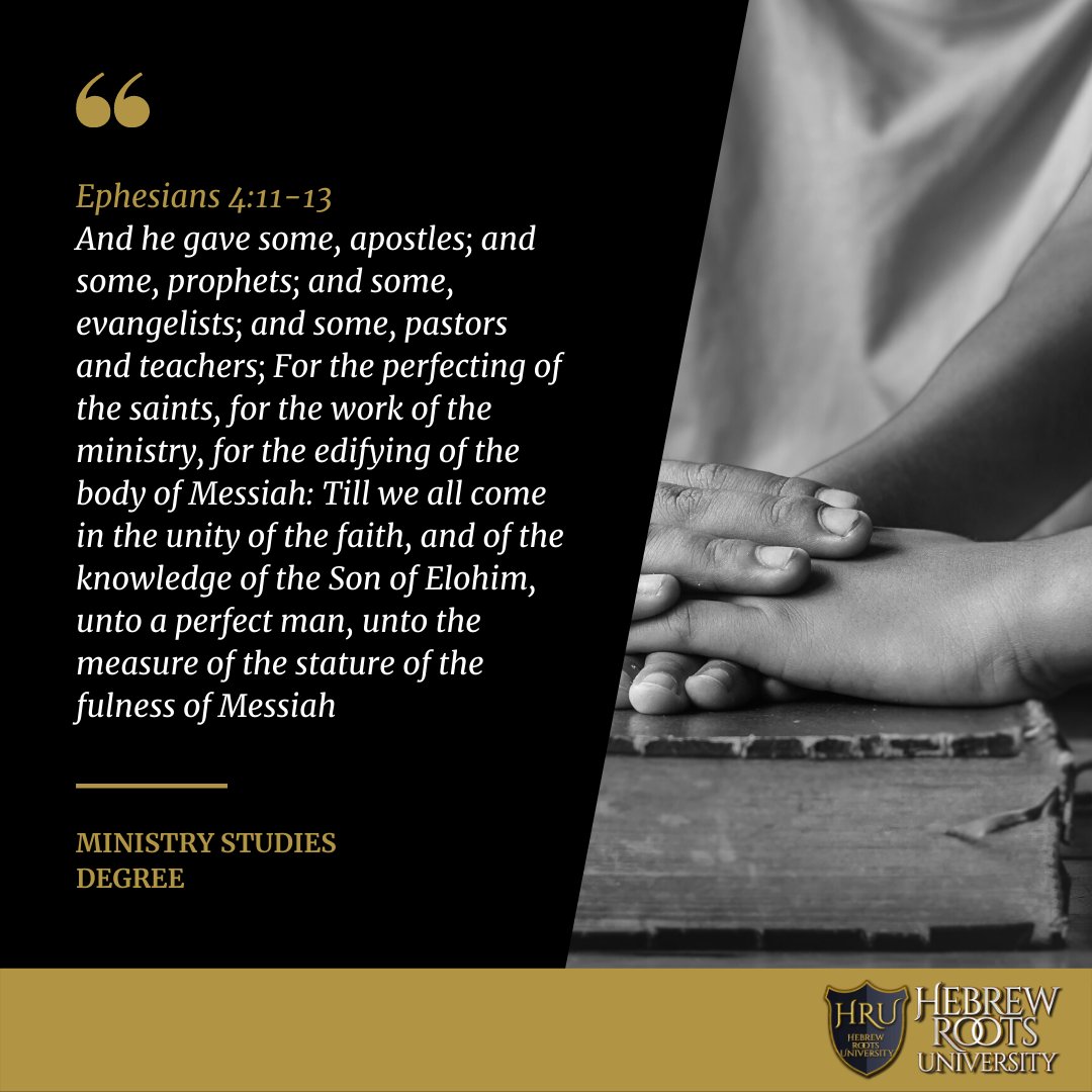 HebrewRootsU's tweet photo. The degree in Ministry equips students to express or spread their faith, as they carry out the Great Commission. The degree is fashioned for those who will have leadership roles and serve within local congregations. These roles also include elders, bishops, and deacons. https://t.co/AGTqBI3hz1