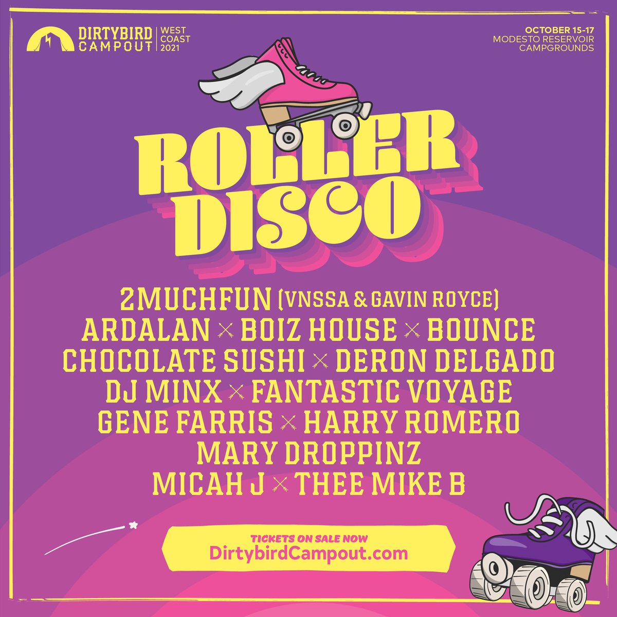 Dirtybird Campout (@dirtybirdcamp) on Twitter photo That’s just the way we roll 🛼 Pro-skater or not, come and skate it out with friends, and enjoy special disco sets from some of your favorite artists + <a href="/FlyingEmbers/">Flying Embers</a> open skate will have some tasty brews ready to help you take flight!
tixr.com/e/24839 That’s just the way we roll 🛼 Pro-skater or not, come and skate it out with friends, and enjoy special disco sets from some of your favorite artists + <a href="/FlyingEmbers/">Flying Embers</a> open skate will have some tasty brews ready to help you take flight!
tixr.com/e/24839
