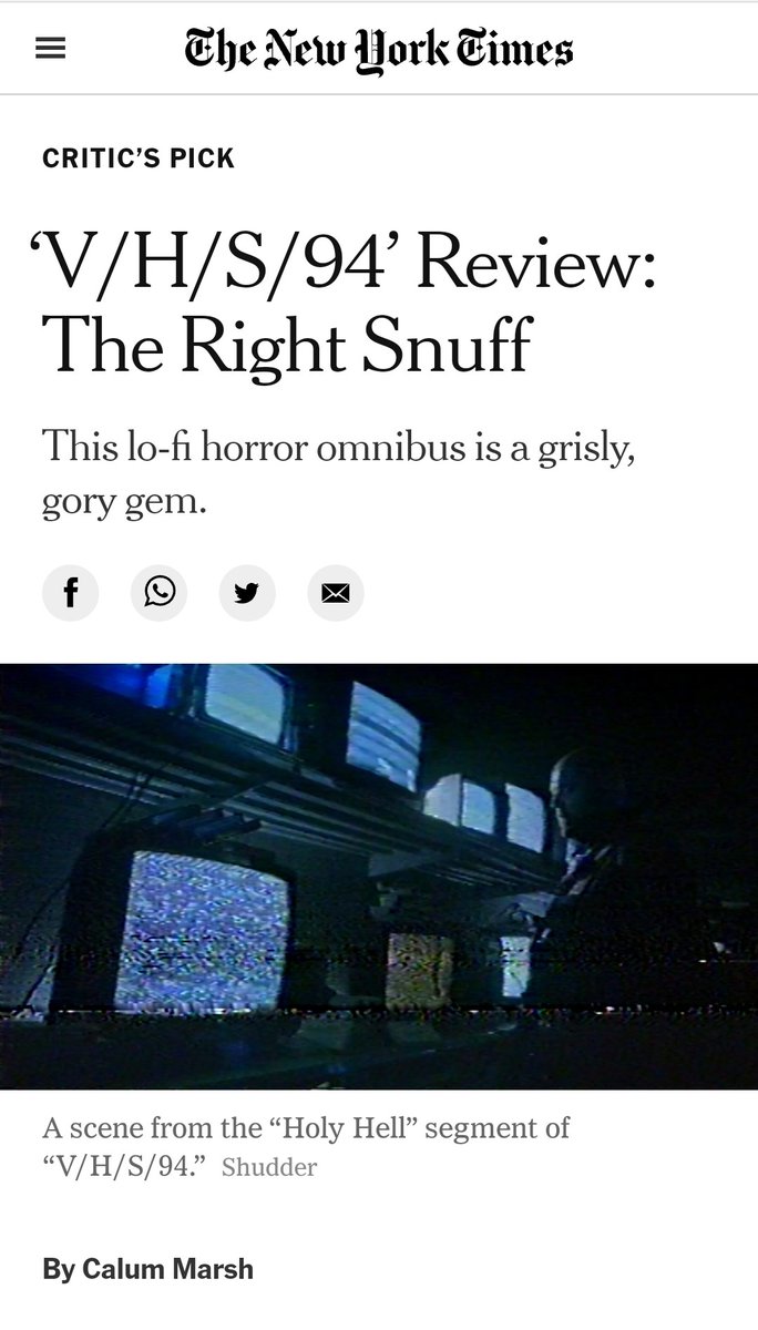 AnnaBananaHops's tweet photo. Thank you @nytimes for the shout-out! 
#VHS94 is now LIVE on @Shudder #HailRaatma https://t.co/Ol20EsXrpd