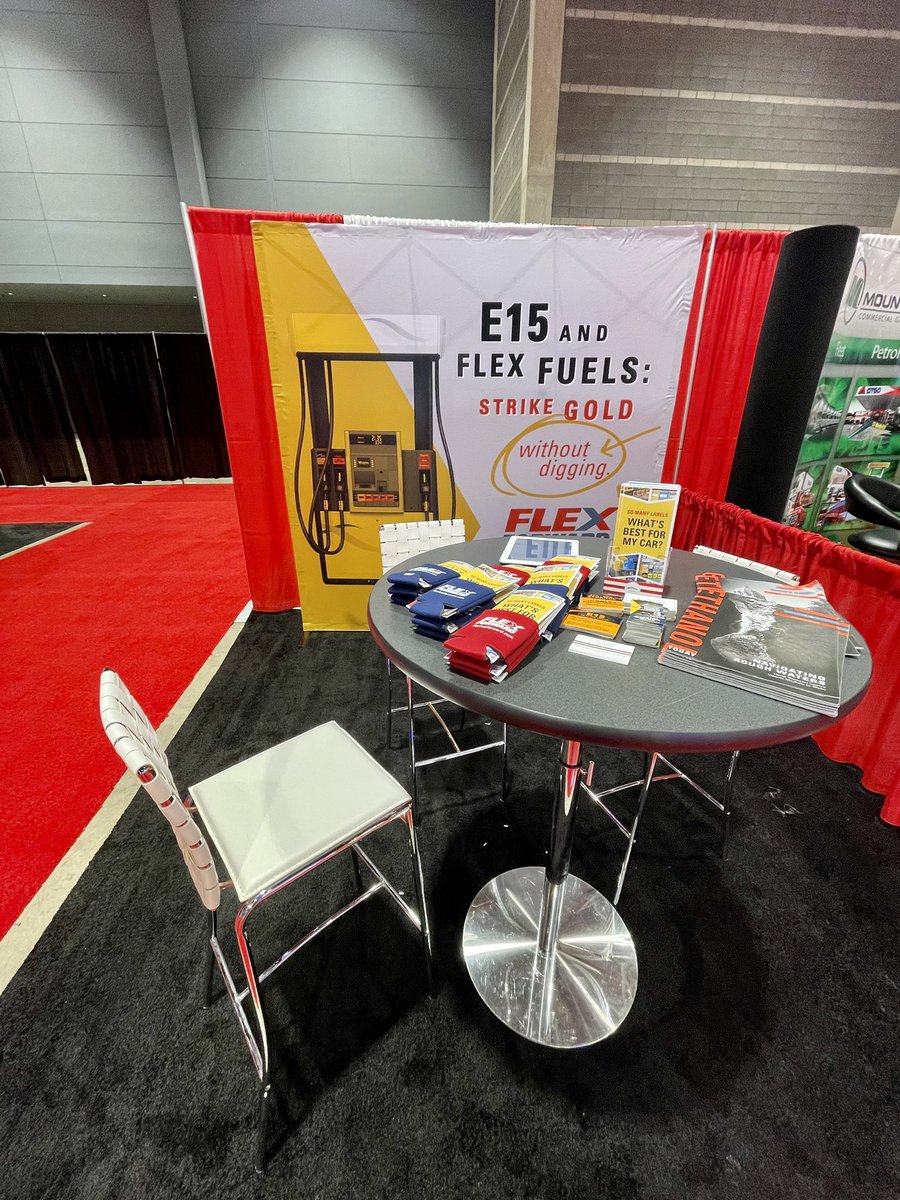 ACEethanol's tweet photo. ACE is setup at the #NACSShow for the next 3 days speaking with fuel retailers about adding higher #ethanol blends to their fuel slate + providing resources they can carry at their store to educate their customers! #FlexFuelForward https://t.co/EqD7tsFLBD