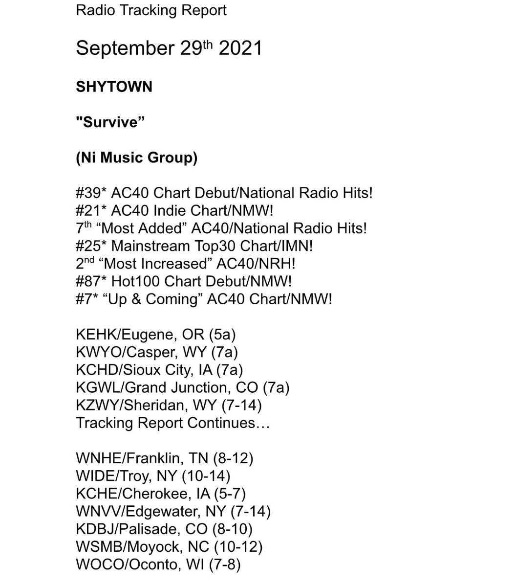 New song #Survive charting on radio!