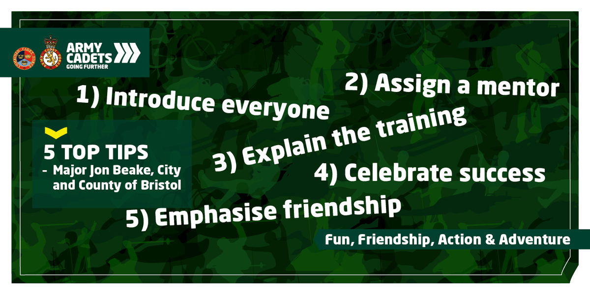 ArmyCadetsUK's tweet photo. #WednesdayWisdom - 5 ways to support new cadets [RT] if you agree. https://t.co/tNh1zNGZAN