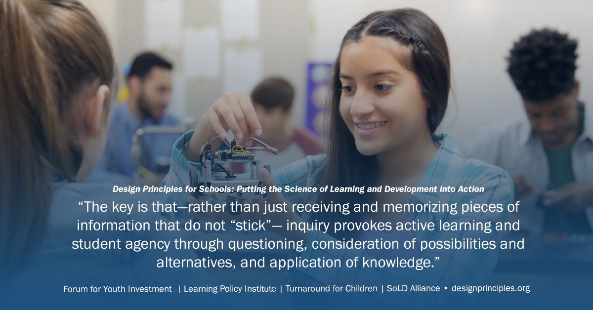 LPI_Learning's tweet image. Principle 3: Rich learning experiences foster students’ unique talents, interests, and pathways to learning. #SchoolDesignPrinciples #SoLDInAction k12.designprinciples.org/rich-learning-…