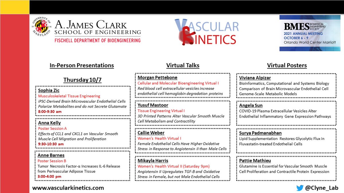 Check out our 11(!) talks and posters at BMES! Our amazing and diverse core of summer UG students are excited to share their work <a href="/y_mastoor/">Yusuf</a>, along with graduate student Callie Weber <a href="/callie_weber_/">Callie Weber</a> and post-doc Pattie Mathieu <a href="/PattieSMathieu/">Pattie Mathieu</a>. #BMES2021 <a href="/BMESociety/">Biomedical Engineering Society</a> <a href="/BmesDiversity/">BMESDiversity</a>