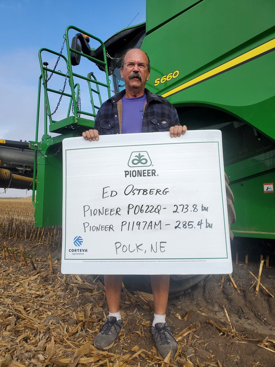 NorthFortySeed's tweet photo. Two great yields from Ed Ostberg right by Polk, NE. This guy knows how to grow corn! #yieldhero @PioneerSeeds https://t.co/KaDsAdkPW8