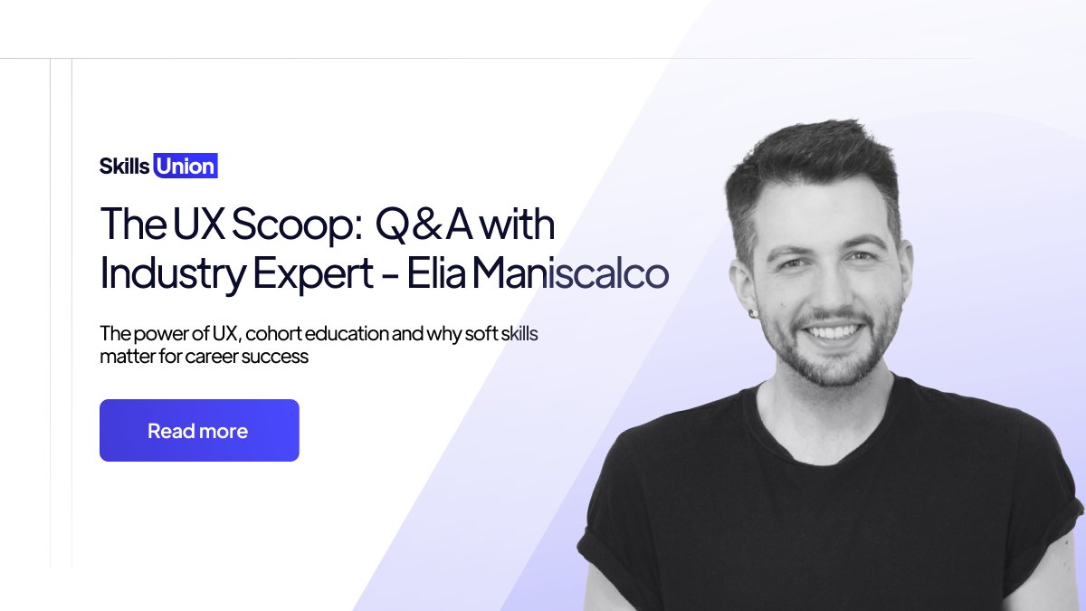 We've stolen a little time from brilliant UX Programme Director Elia Maniscalco. He shares a little of his own career journey, why newbies turn into the best designers, AND why "I do, you do, we do" is the secret to success. 

Get #UX inspired 👉  buff.ly/3leBKee