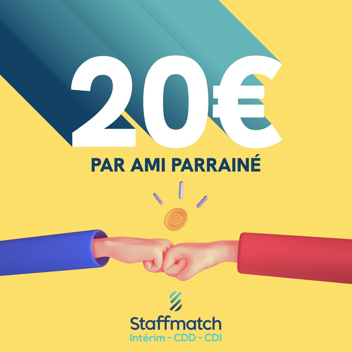 💰 Gagnez 20€ pour chaque ami parrainé Recommandez un ami à nos agences et dès sa première mission vous recevez 20€ 😍 N'attendez plus 😉 #Job #BONPLAN