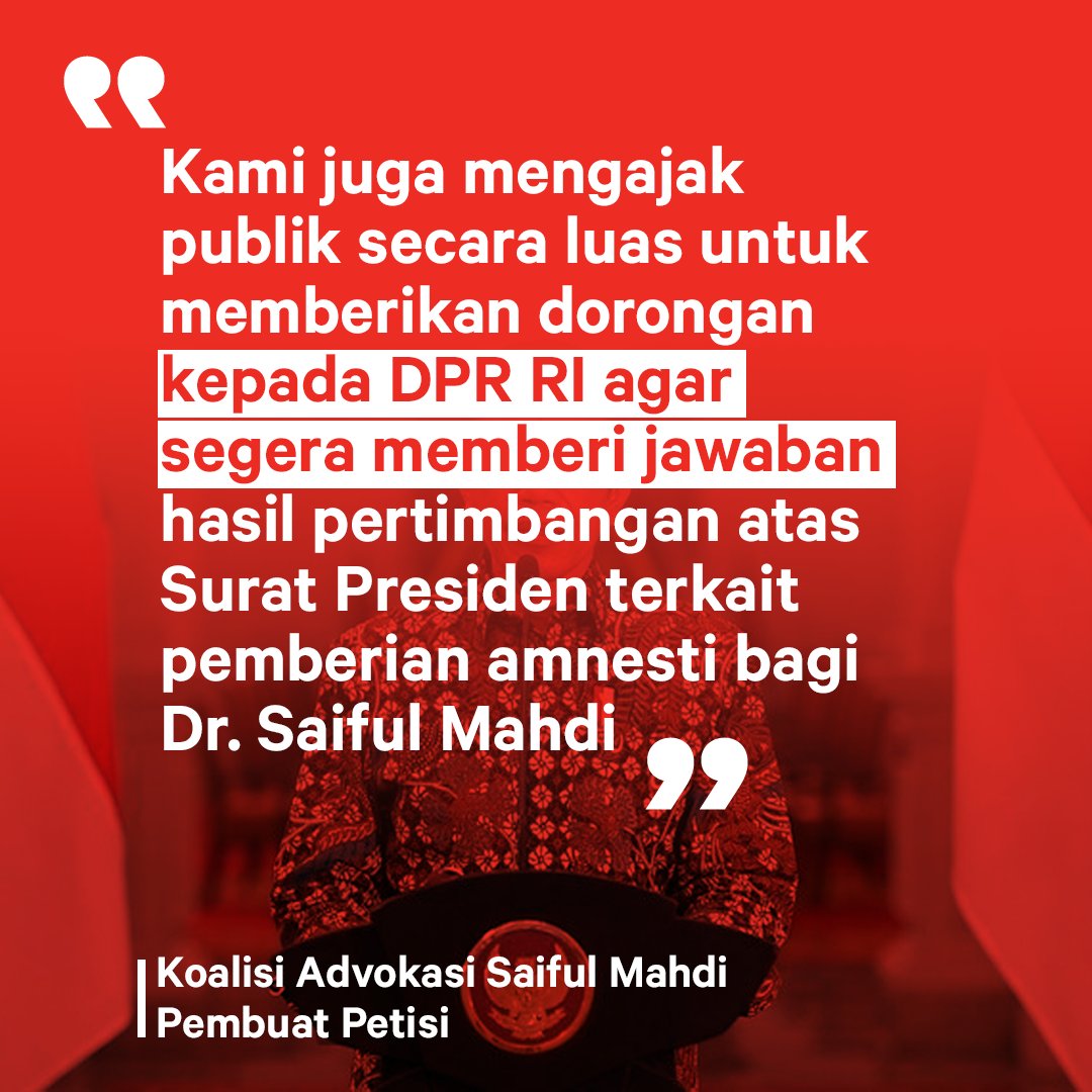 ChangeOrg_ID's tweet photo. Selangkah menuju kemenangan nih! Koalisi masih minta dukunganmu untuk terus mendorong @DPR_RI agar segera menjawab surpres sehingga Saiful Mahdi menerima amnesti dan bebas. ⁠
⁠
Kamu bisa dukung petisinya di https://t.co/lbLd2aUgRc ya!
⁠
#AmnestiSaifulMahdi #UUITE #Changeorg_ID https://t.co/Tmc4KFXveB