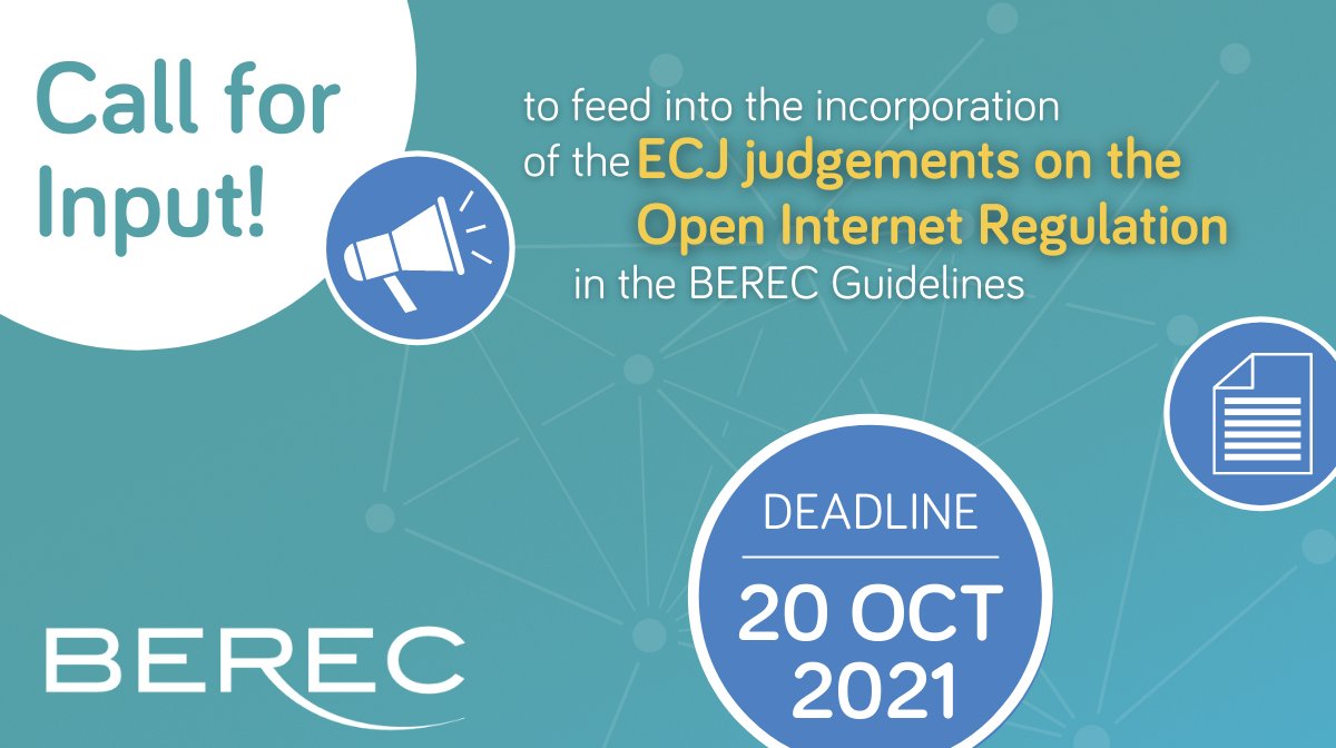 BERECeuropaeu's tweet photo. 🔴[LIVE - #BERECpublic]

@BERECeuropaeu makes a statement on the recent ECJ rulings regarding #NetNeutrality and open a #CallForInput to incorporate the ECJ judgments on the #OI Regulation in the BEREC Guidelines

Read more here➡️https://t.co/eMg27hbsKg
@TraficomFinland https://t.co/Jr7qkrwDxt