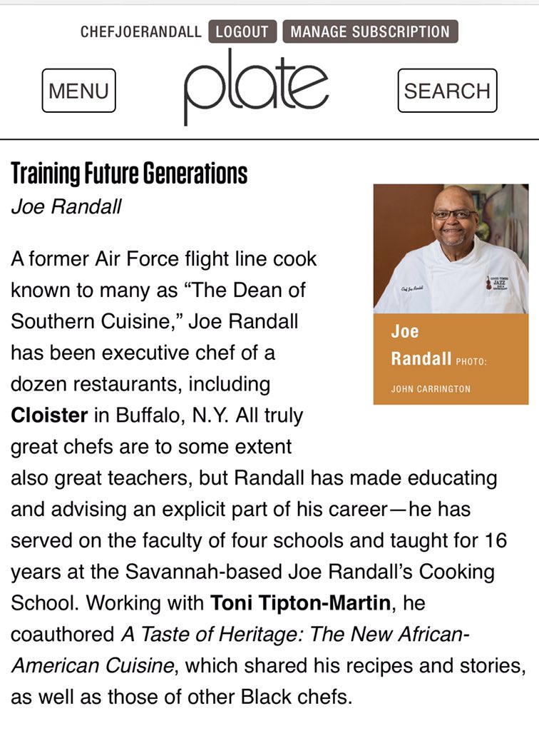 ChefJoeRandall's tweet photo. Plate Magizine September - October 2021
25 Trailblazing American Chefs You Should Know.
It is great to be in such good company. https://t.co/RyToOyKW4J