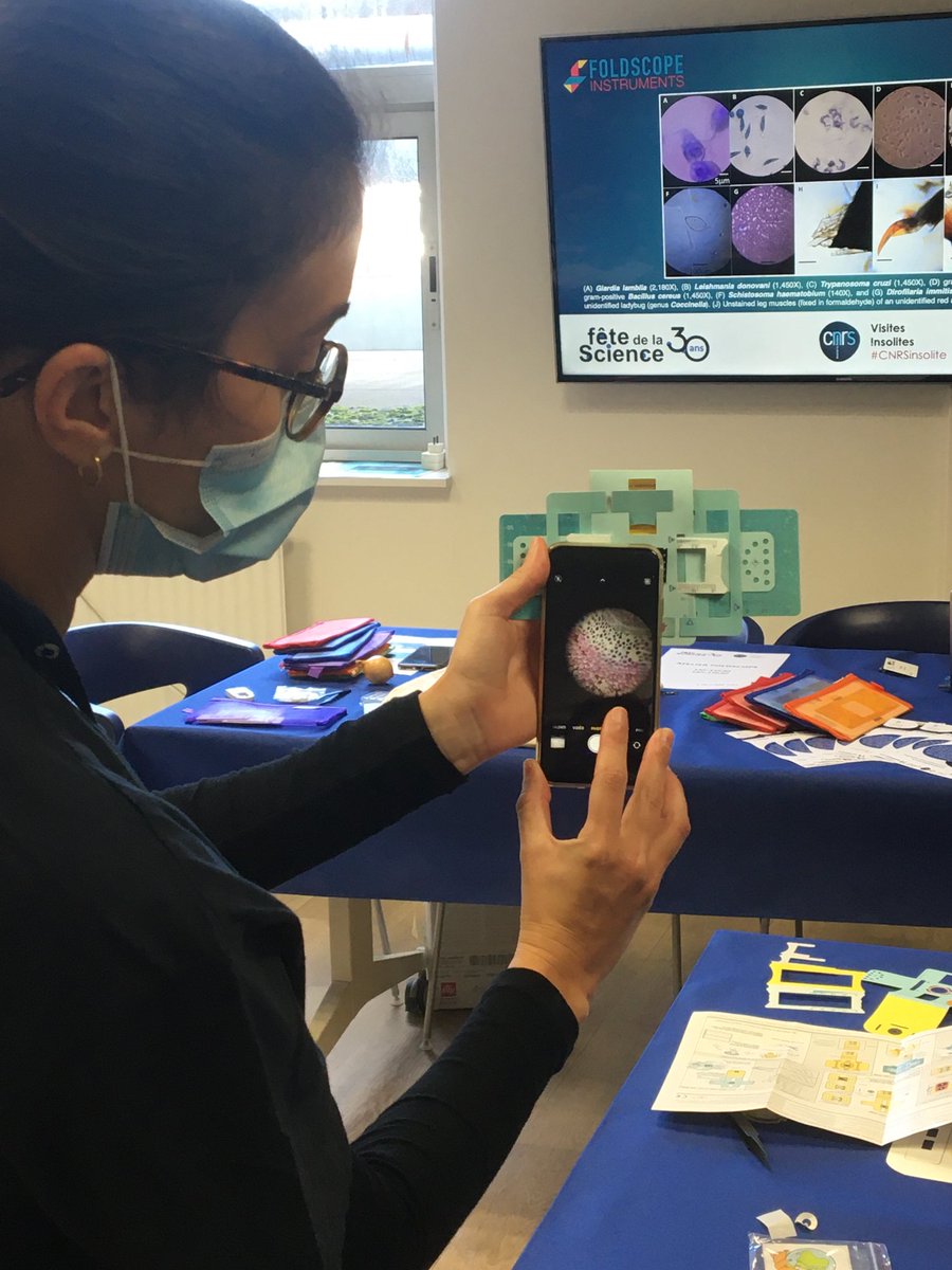 InstitutCochin's tweet photo. #CNRSinsolite #FDS2021 @InstitutCochin 1er atelier où l’on fabrique son microscope en carton utilisable sur son smartphone avant de découvrir les microscopes équipés de laser sur la plateforme ⁦⁦@imag_ic⁩ https://t.co/2RfR0JypGJ