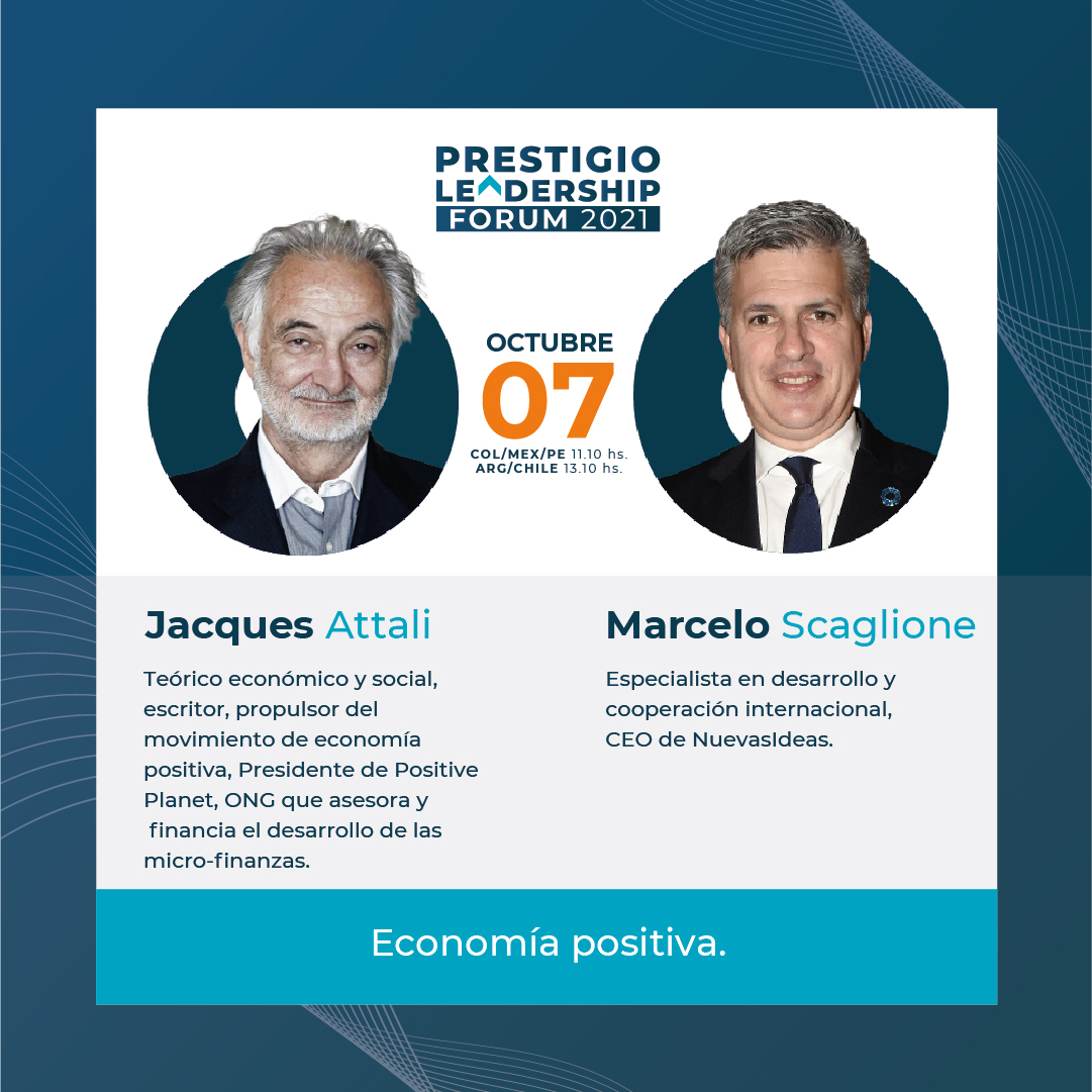 📌 Honoré de participer au #PrestigioLeadershipForum2021 en #Colombie où jeudi  07/10 avec @jattali on échangera sur l'importance de l'#ÉconomiePositive comme outil stratégique pour la #croissancedurable et le #développement des #personnes #pays et #entreprises en #AmériqueLatine