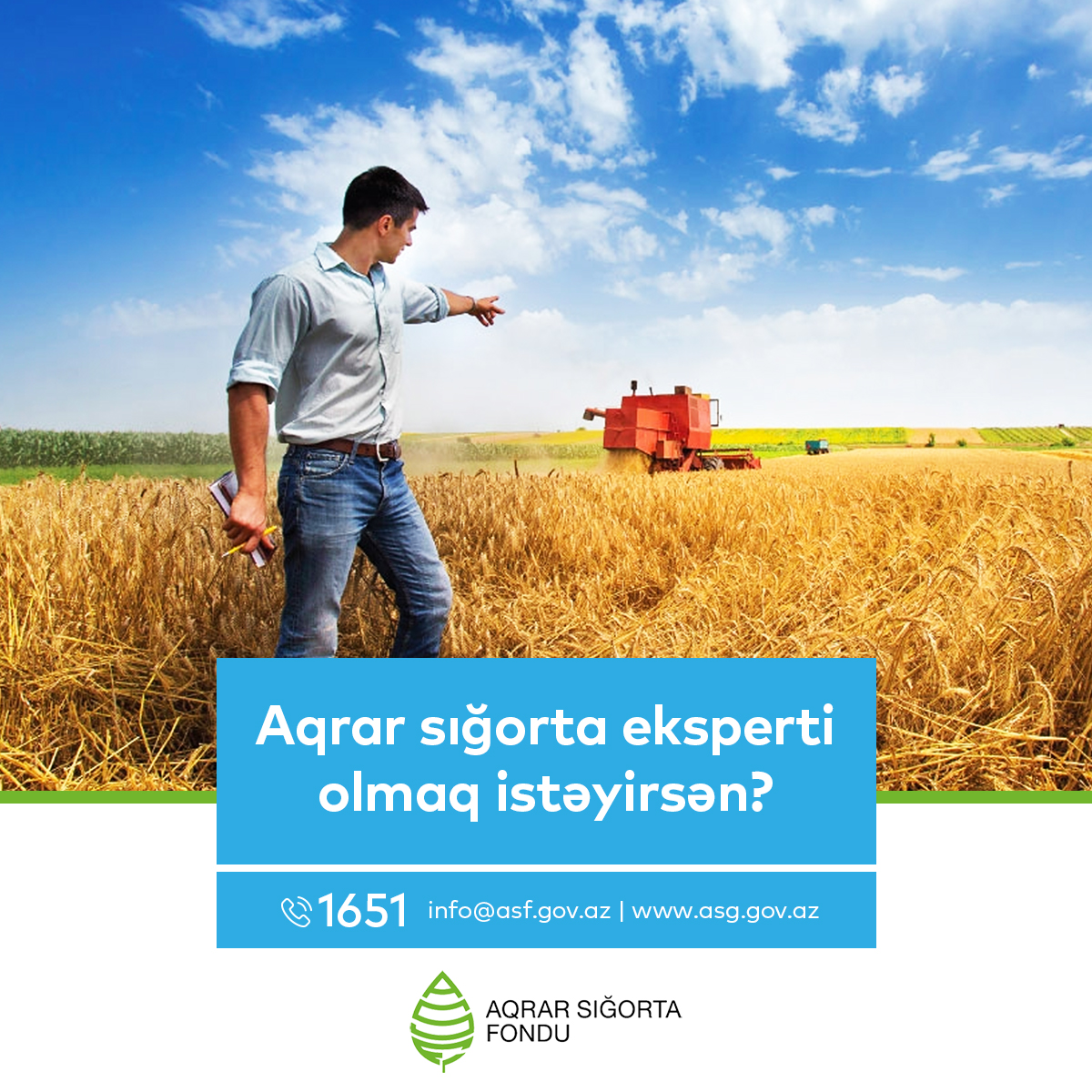 Aqrar sığorta eksperti olmaq istəyənlərin nəzərinə:
- Qeydiyyat 29.10.2021 tarixinədək aparılacaq.
- Test imtahanı 31.10.2021 tarixində keçiriləcək.

Ətraflı məlumat üçün ➡ bit.ly/3leo96P

#ASF #Sigorta #Aqrarsigorta #Fermer #Aqrarsigortaeksperti #İshvar