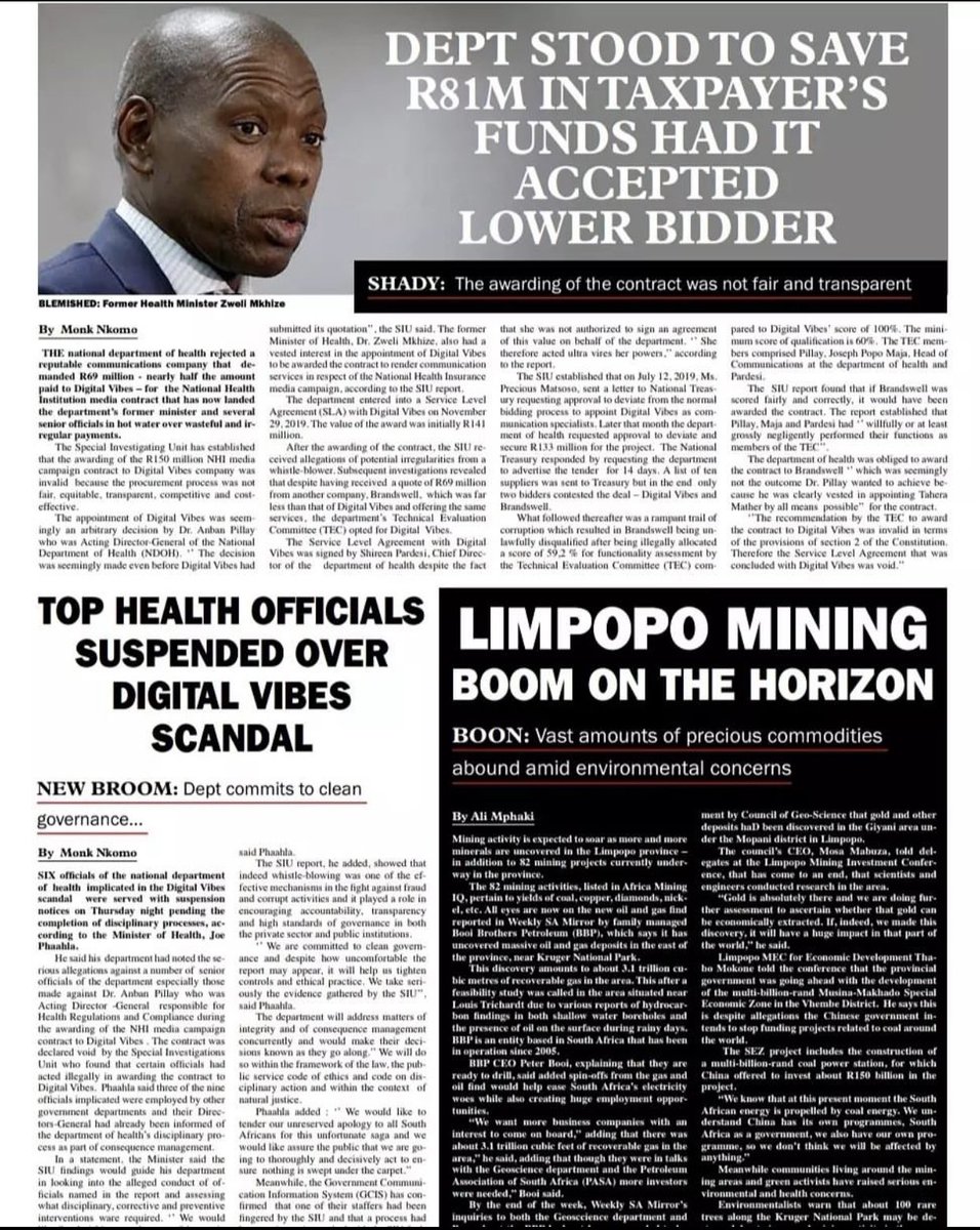 weeklysamirror's tweet photo. Our latest edition is out! Clink the link below to read our digital version 😊

📰 https://t.co/yNKkAoEqEi

#WeeklySAMirror #DigitalNewspaper #SouthAfrica #DigitalVibes #News #PoliticsLive #Election2021 #Localelections https://t.co/dc396JMSZ6
