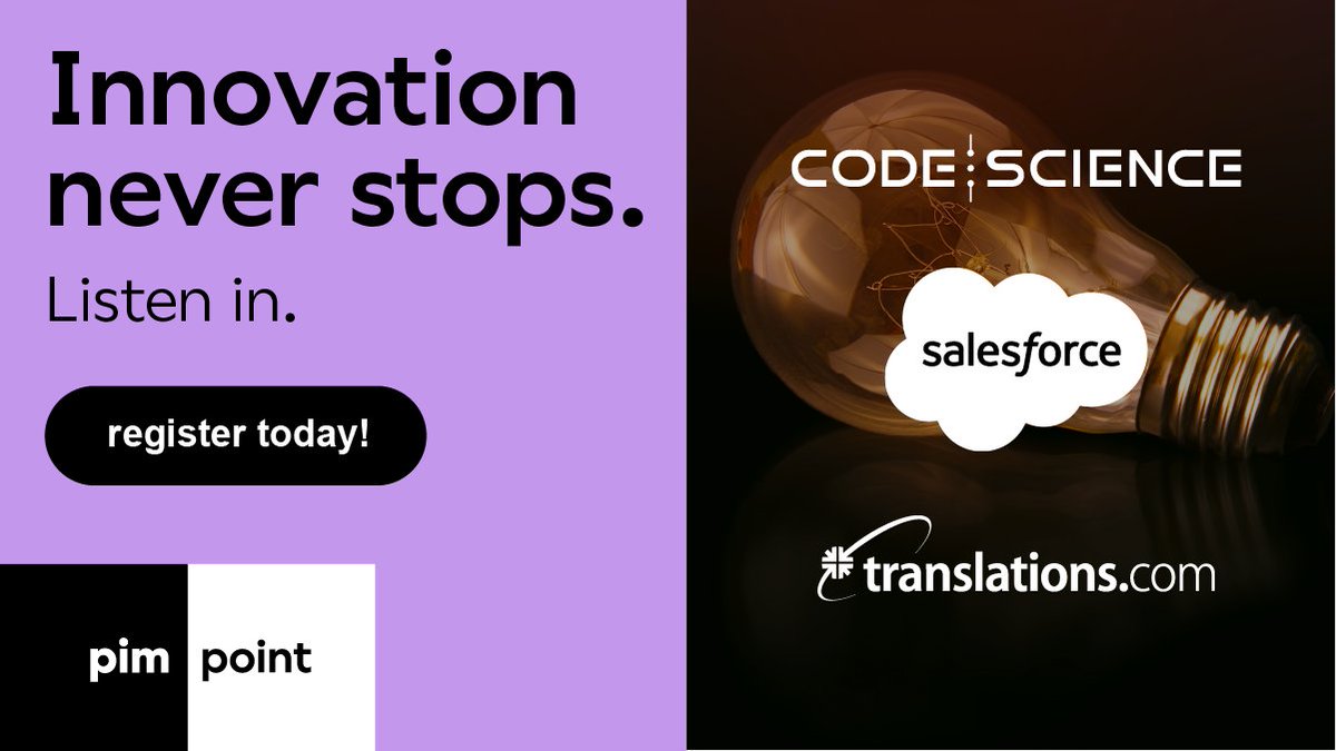 Inriver_PIM's tweet photo. It's day 2 of #PIMpointDigital & we're ready for you! Don't miss this session featuring @codescience @salesforce @translationscom Register now & catch the session live https://t.co/g2B6nUWTkV #innovation #digitalcommerce https://t.co/2sknCLgJk3