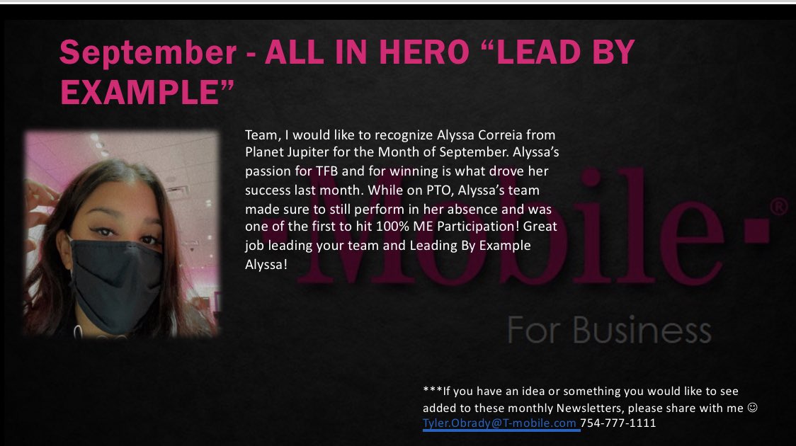 Happy hump day everybody!!! So happy to congratulate these PBN TFB Specialists for their wins in Sept! Look at all those faces representing for their store in ME Participation. Last month we only had 3, soon I’ll need another page 🤪. Can’t wait to see more winners in R’October!