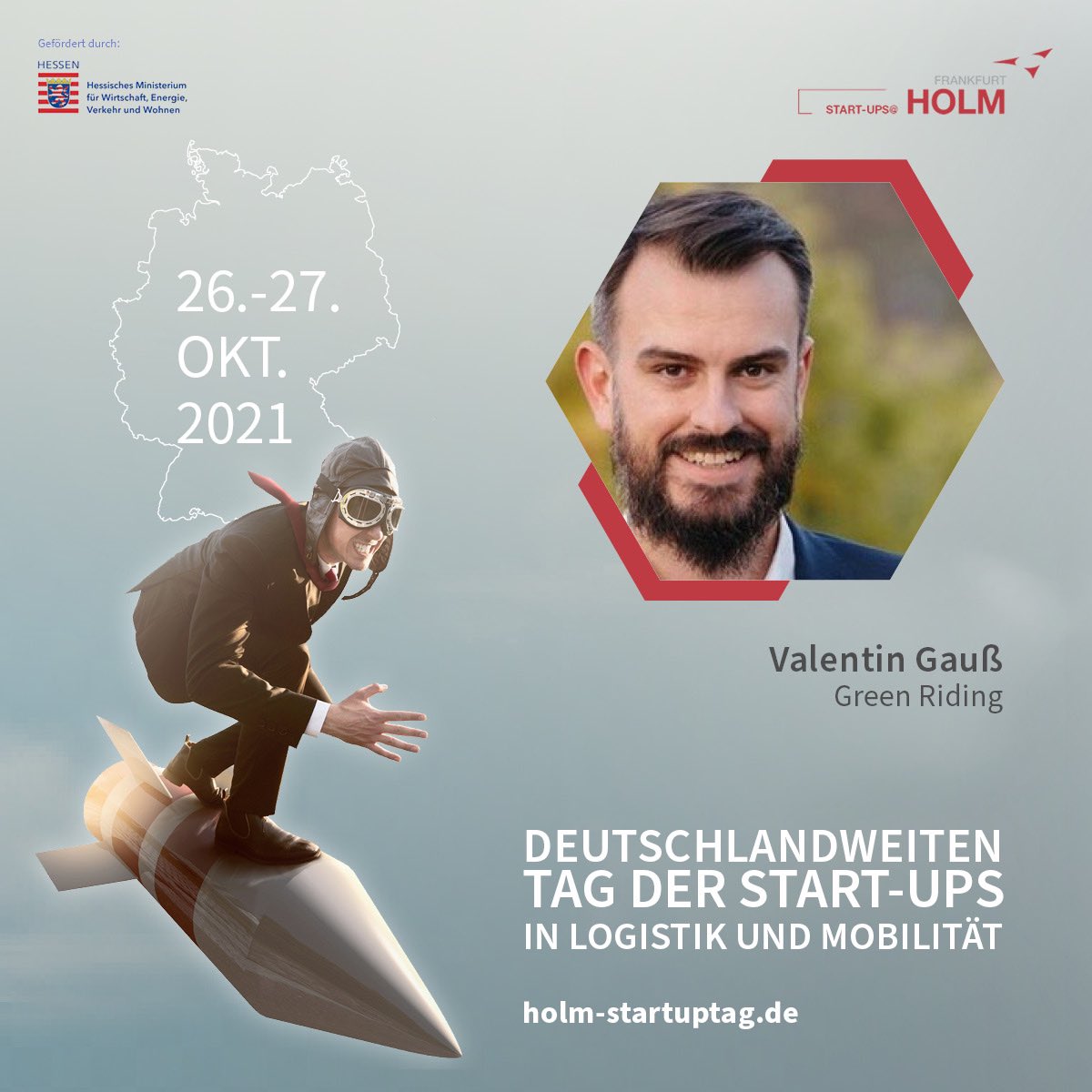 ValentinGauss's tweet photo. Am 26. und 27.10 finden die deutschlandweiten #Startup Tage des @HOLM_Ffm statt. Als #Gründer von @GreenridingU bin ich am 27.10 dabei. 
 
ich freue mich auf eine spannende Veranstaltung. Schaut doch gerne vorbei

Das ganze Programm:

https://t.co/OKvkUKiqra #mobility https://t.co/HcH33DZHLW