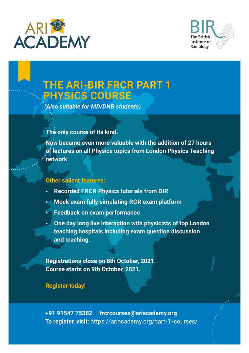 THE ARI-BIR FRCR PART 1 PHYSICS COURSE
To register please visit: ariacademy.org/part-1-courses/ #theapollohospitals #FRCR  #radiology #radiology
#PHYSICS #courses