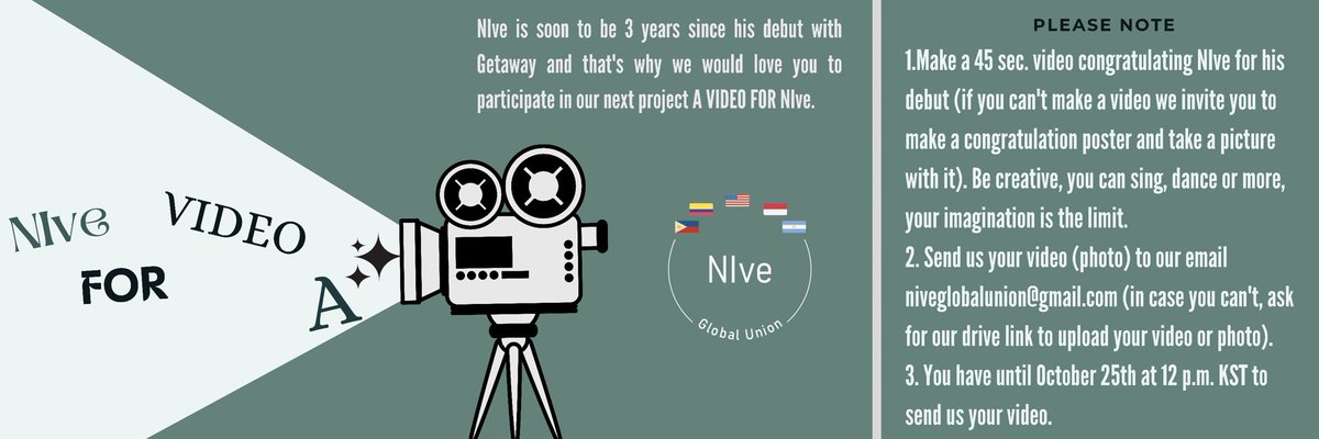 nive_usa's tweet photo. [ Fan Project ] Soon were coming up on NIve’s 3rd anniversary! We want to put a video together but need your participation. October 25th at 12pm KST is the deadline. 

See graphic for more details.

 #NIveGlobalUnion #NIve #니브 #3YearsWithNIve #NIve_3YearAnniversary https://t.co/X8rAX4zz9i