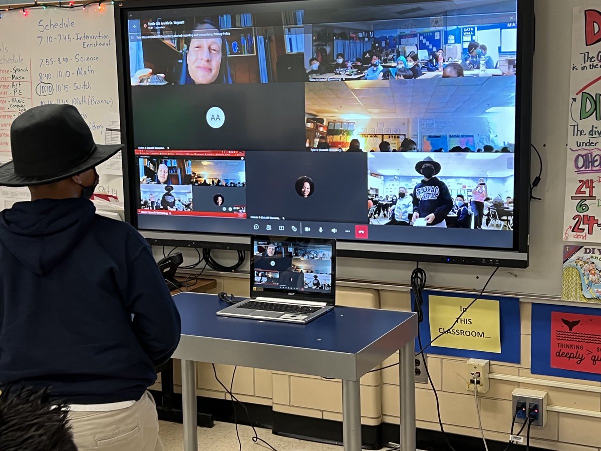 NBalaun's tweet photo. The pandemic brings added challenges to consulting with Stem experts, but 4th grade at Oakcliff makes it work. Consultation with turtle expert, Dr. Wejnert from Fernbank science Center happening now! ⁦@DCSDSTEM⁩ ⁦@OakcliffEagle1⁩ ⁦@FernbankScience⁩ https://t.co/Gppyx8CQJ3