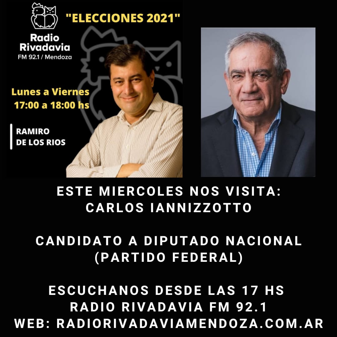 El candidato a diputado nacional @Iannizzotto_C estará hoy con Ramiro de los Ríos a partir de las 17 en Radio Rivadavia Mendoza. 

radiorivadaviamendoza.com.ar