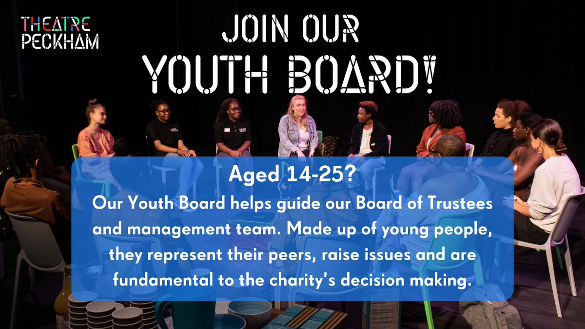 Theatre Peckham (@theatrepeckham) on Twitter photo Develop your skills and make a real change by joining our Youth Board! Be a figurehead for #TheatrePeckham, its participants & the local community. More info here: theatrepeckham.co.uk/theatre-peckha…
<a href="/NYTofGB/">NationalYouthTheatre</a> <a href="/Tramshed__/">Tramshed</a> <a href="/britymt/">BritishYouthMusicTheatre</a> <a href="/ayoungertheatre/">A Younger Theatre</a> <a href="/Unicorn_Theatre/">Unicorn Theatre</a> <a href="/HalfMoonTheatre/">Half Moon Theatre</a> @SLYT2021 Develop your skills and make a real change by joining our Youth Board! Be a figurehead for #TheatrePeckham, its participants & the local community. More info here: theatrepeckham.co.uk/theatre-peckha…
<a href="/NYTofGB/">NationalYouthTheatre</a> <a href="/Tramshed__/">Tramshed</a> <a href="/britymt/">BritishYouthMusicTheatre</a> <a href="/ayoungertheatre/">A Younger Theatre</a> <a href="/Unicorn_Theatre/">Unicorn Theatre</a> <a href="/HalfMoonTheatre/">Half Moon Theatre</a> @SLYT2021