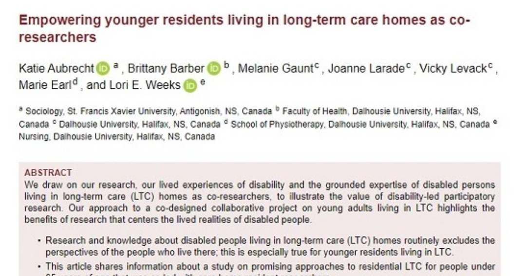 Check out Dr. Katie Aubrecht's (@AubrechtKatie) new article in Disability &amp; Society. tandfonline.com/doi/full/10.10…
