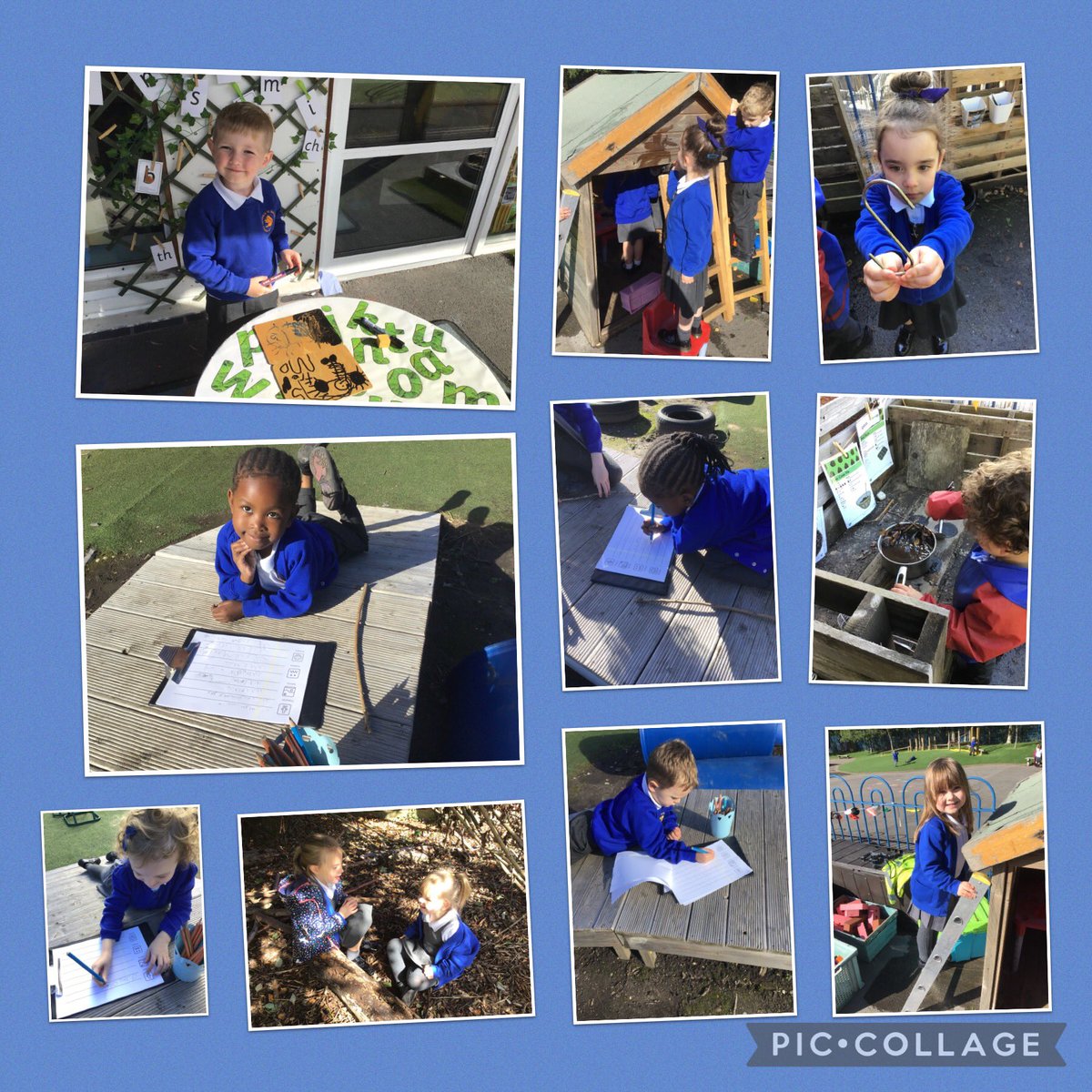 st_highfield's tweet photo. In Reception, we have been using our tales toolkit to help us to write stories in the sunshine. We love learning outside in our garden. @LDSTEducation #HSTMSHINE https://t.co/M1cZWUYG3o