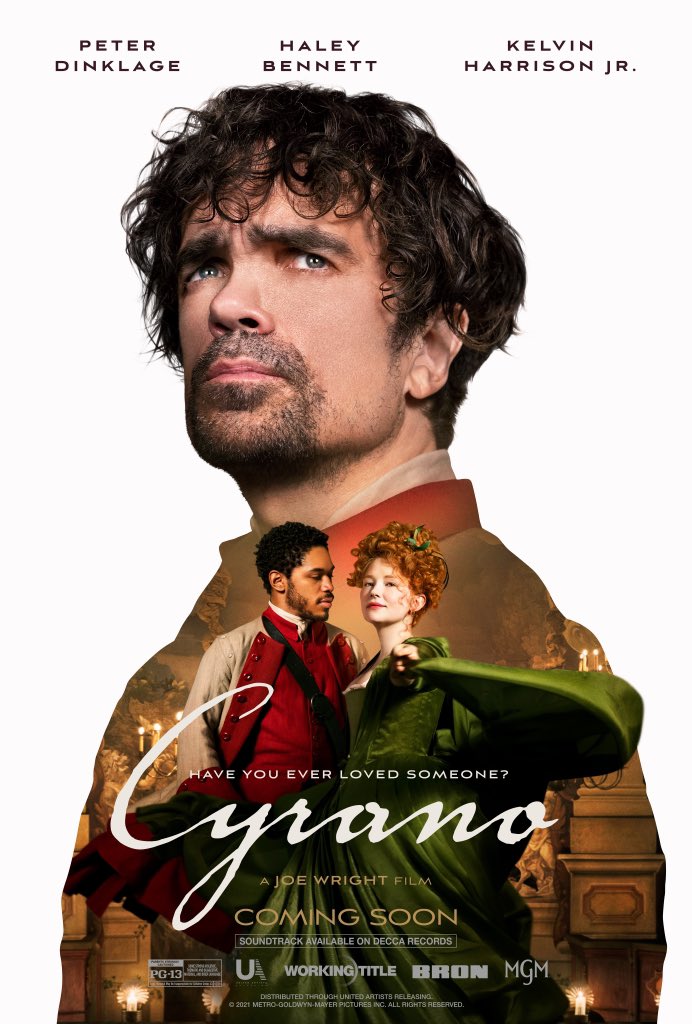 Official poster for CYRANO. In theaters this December #Cyrano #PeterDinklage #HaleyBennett #KelvinHarrisonJr #FilmTwitter
