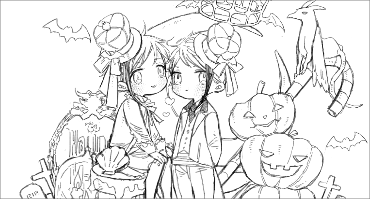 ジェイフロ下書き出来 ハロウィンにした 