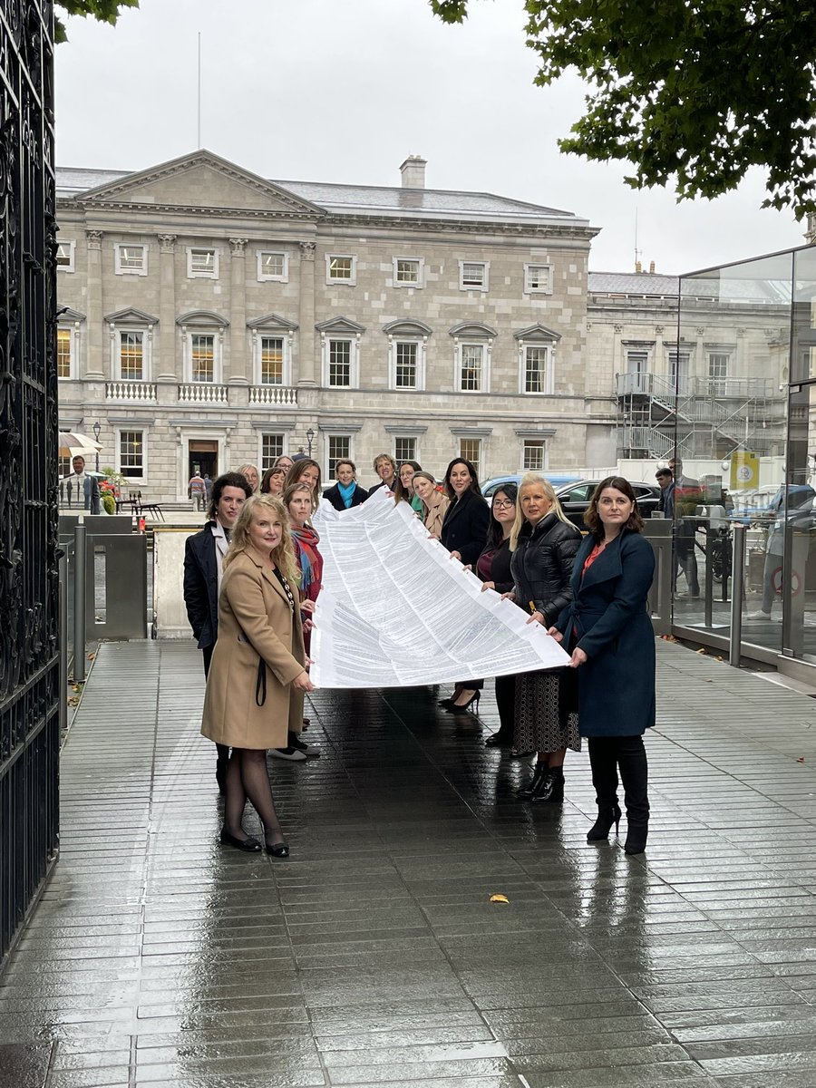CarrollJennifer's tweet photo. Mná of @OireachtasNews bringing the stories of those affected by maternity restrictions into Leinster House following the #MarchForMaternity. https://t.co/W2lVJCin5S