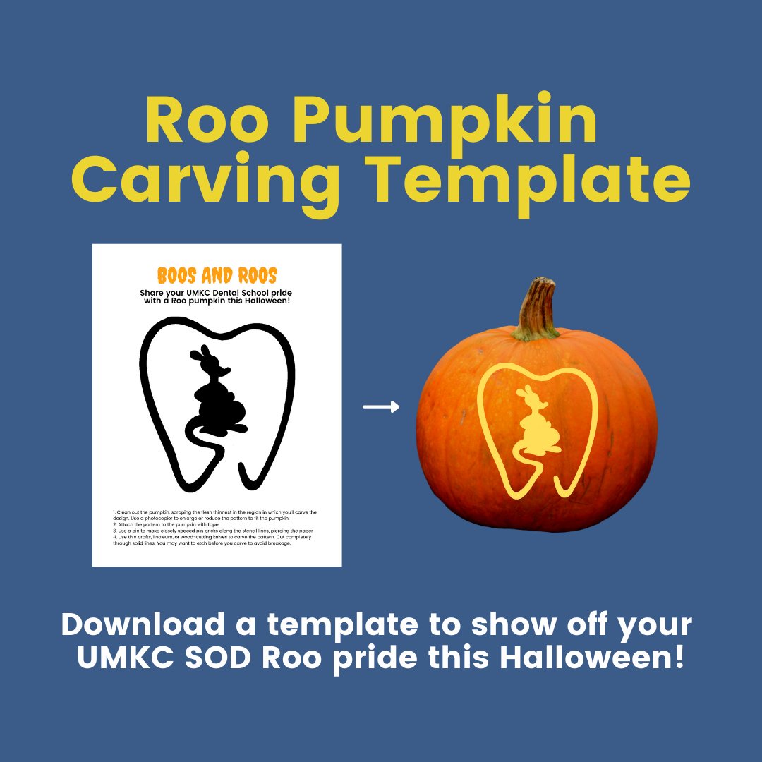 It's spooky season! 🎃 Download a Roo Pumpkin Carving Template to show off your UMKC pride this Halloween: bit.ly/UMKCSODRooPump…