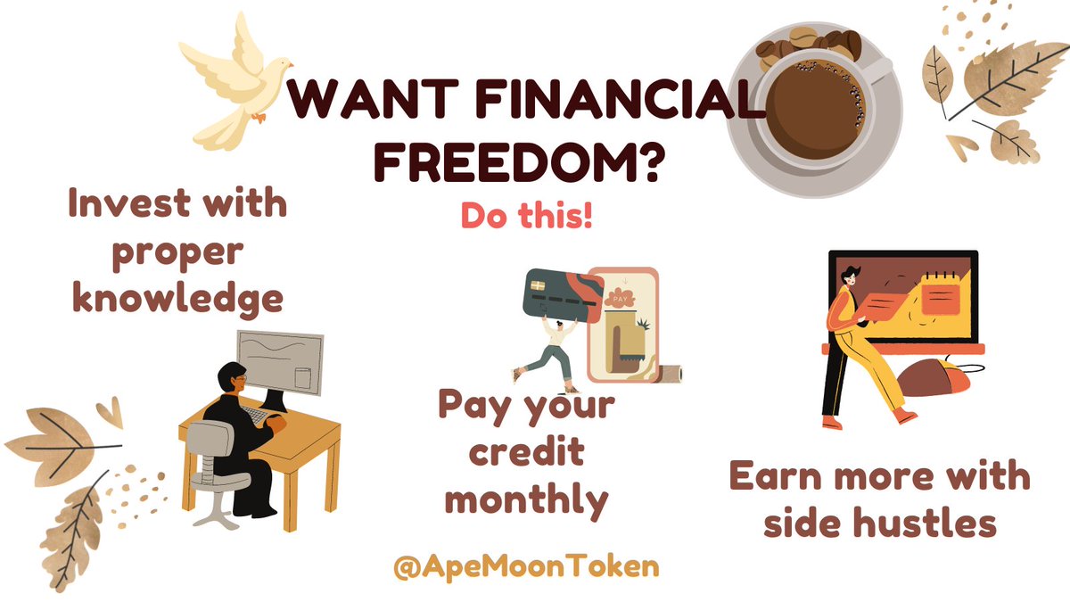 📣Financial Freedom anyone?
Retweet and follow our page!

#ApeMoon #financialfreedom #tipsoftheday #hustleharder #cryptonews #Cryptocurrency2021 #altcointrading #bitcoinsallday #cryptocoins  #cryptoeducation  #bitcoinusa #savegorillas #bs  #ape #BlockchainCommunity