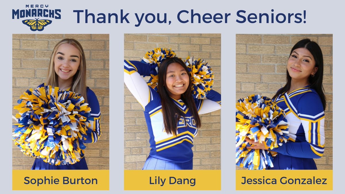 MercyHighSchool's tweet photo. Last night, we celebrated our volleyball and cheer seniors!  🦋 Thanks to these students for being wonderful Monarchs both on and off the court 💙💛 @MercyMonarchs https://t.co/98EnIoW1QH
