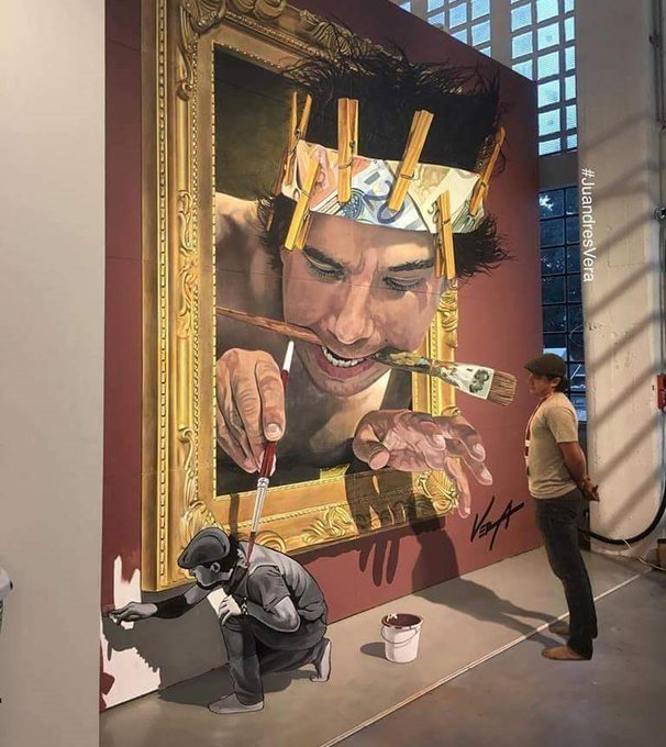 Painting a painter around a painting: or how Juandrés Vera makes art come to life [Facebook page with more artworks: bit.ly/2v3dzTz]